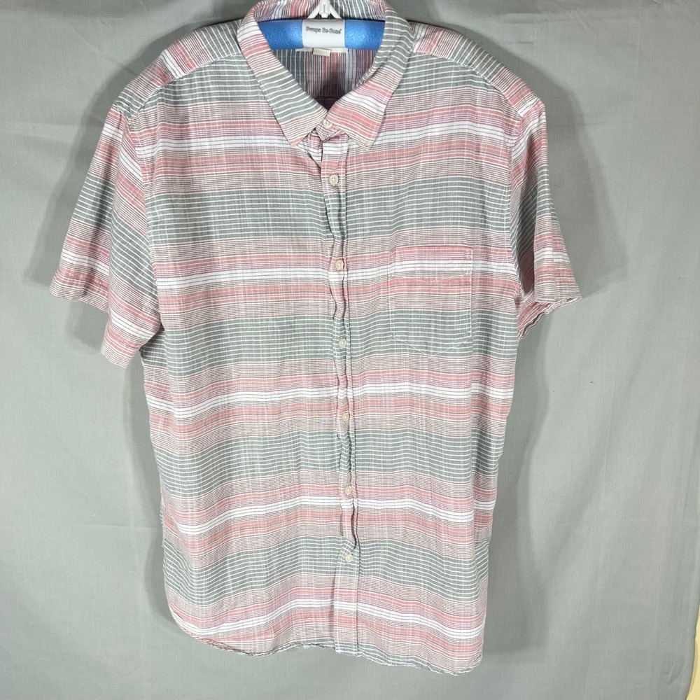 Aeropostale Button Down Shirt Striped Red Grey Mens XL